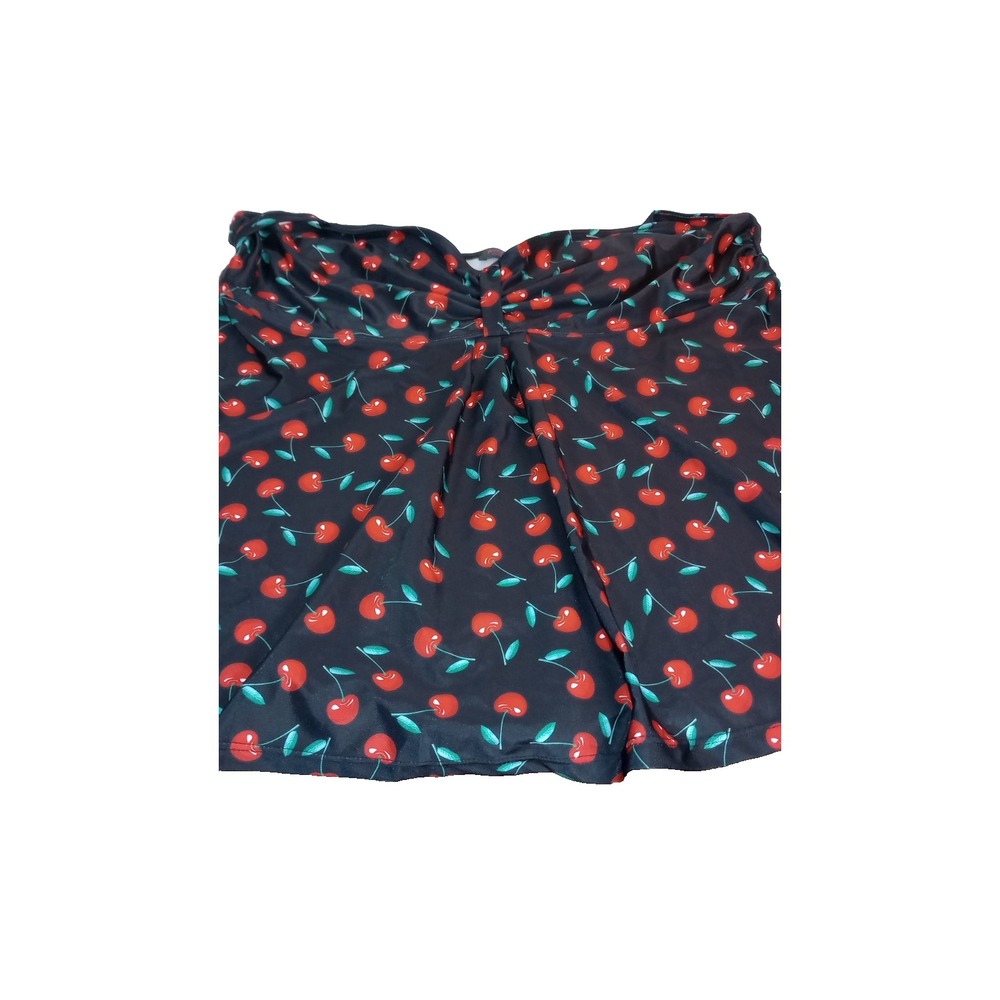 Avidkove Sz 4X Bathing Suit Tank Blk Cherries w/3X Bottoms Solid Black Plus Size - Picture 2 of 5